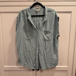 JACHS Girlfriend Light Blue Striped Shirt